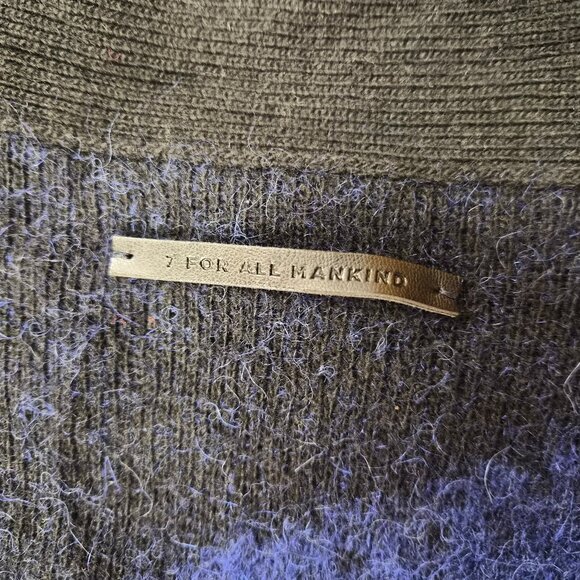 7 For All Mankind Mohair Blend Cardigan Blue Black Italy S Cobain Style Grunge - Picture 5 of 8